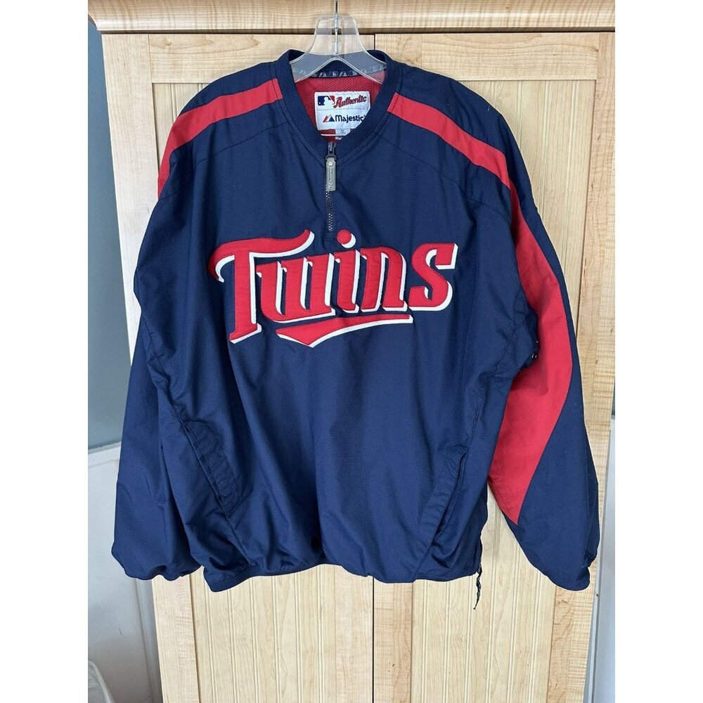 Minnesota Twins Vintage Dugout Jacket Majestic Men's XL Blue MLB 1/4 Zip